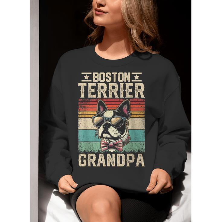 Boston Terrier Grandpa Dog Lover Father's Day Women Crewneck Sweatshirt, funny gift