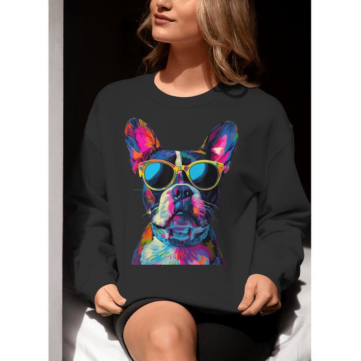 Boston Terrier Lovers Pop Art Boston Terrier Women Crewneck Sweatshirt, funny gift