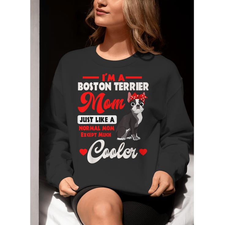 Boston Terrier Mom American Gentleman Dog Mother's Day Women Crewneck Sweatshirt, Boston Terrier Mom Sweatshirts, American Boston Terrier Sweatshirts, funny gift