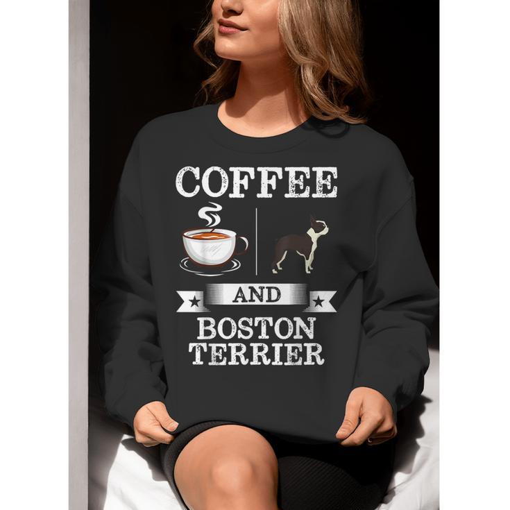 Boston Terrier Shirt Coffee And Boston Terrier Cute Dog For Men Women Girls Kids Women Crewneck Sweatshirt, funny gift
