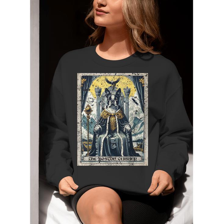 Boston Terrier Tarot Card Dog Women Crewneck Sweatshirt, Boston Terrier Tarot Sweatshirts, funny gift