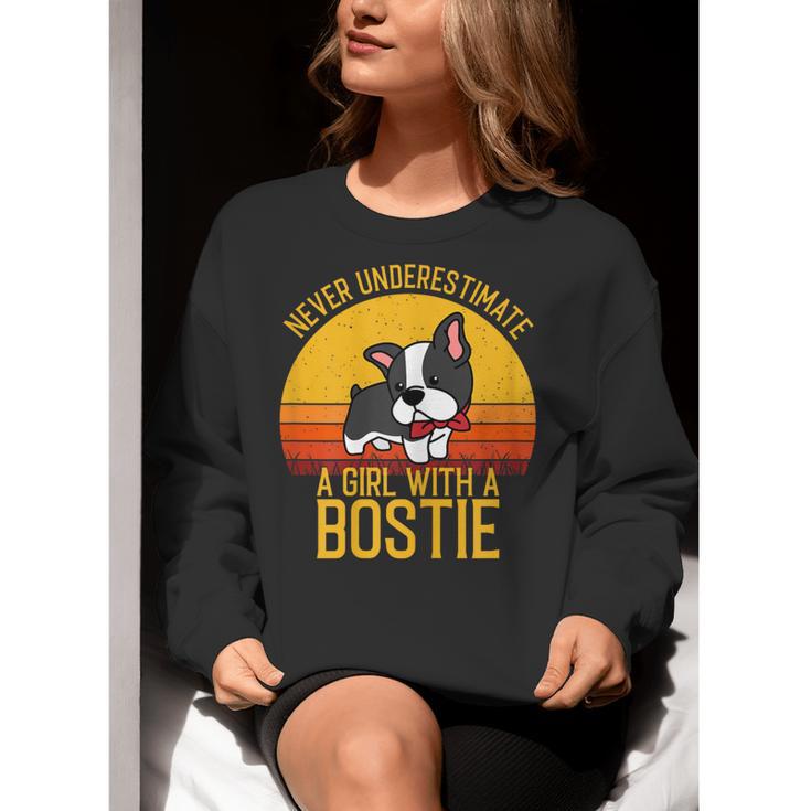 Boston Terrier Never Underestimate a Girl With a Bostie Women Crewneck Sweatshirt, funny gift