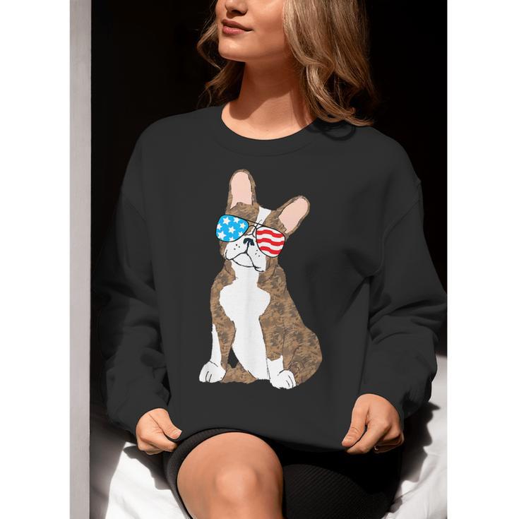 Brindle Boston Terrier Dog Patriotic Shirt USA Flag Women Crewneck Sweatshirt, Patriotic Boston Terrier Sweatshirts, funny gift
