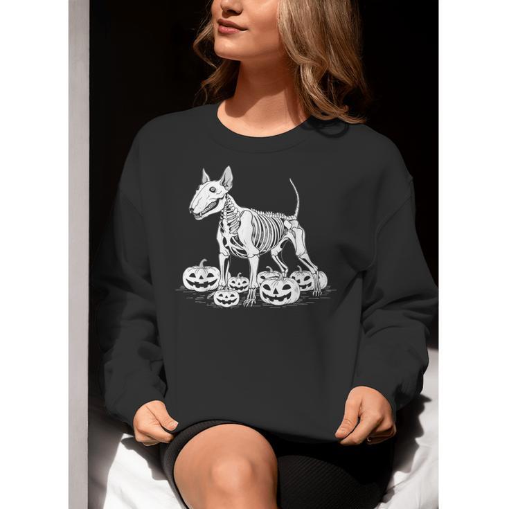 Bull Terrier Skeleton Birthday Halloween Kids Women Crewneck Sweatshirt, funny gift