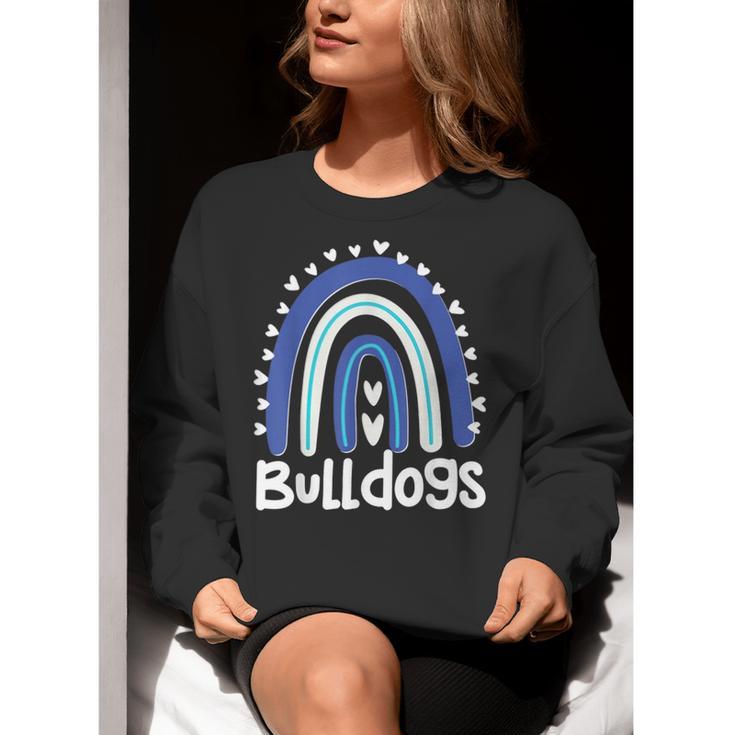 Bulldogs School Mascot Rainbow Teacher Lover Women Crewneck Sweatshirt, funny gift