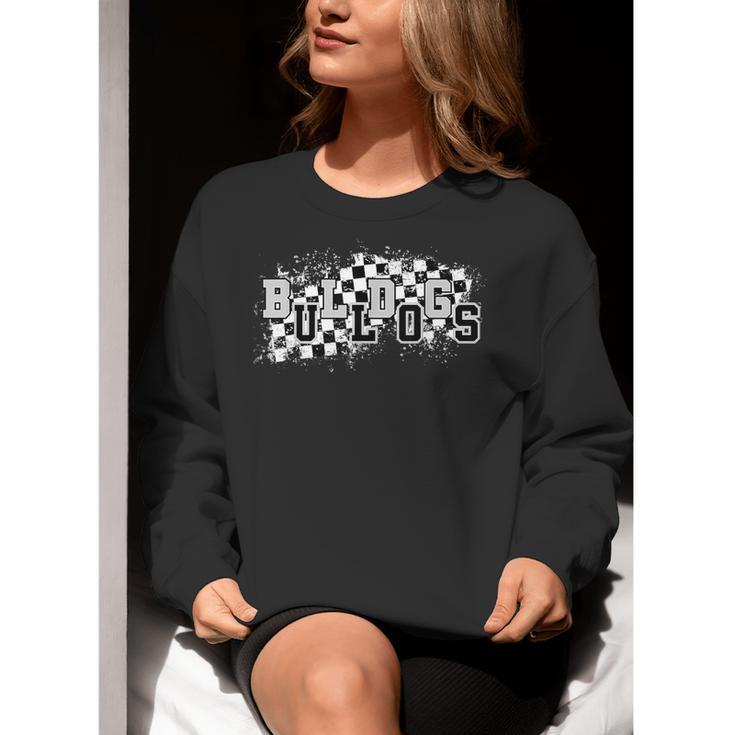 Bulldogs School Spirit Bulldog Pride Checkered Teacher Women Crewneck Sweatshirt, funny gift Bulldogs School Spirit Bulldog Pride Checkered Teacher Women Crewneck Sweatshirt, funny gift