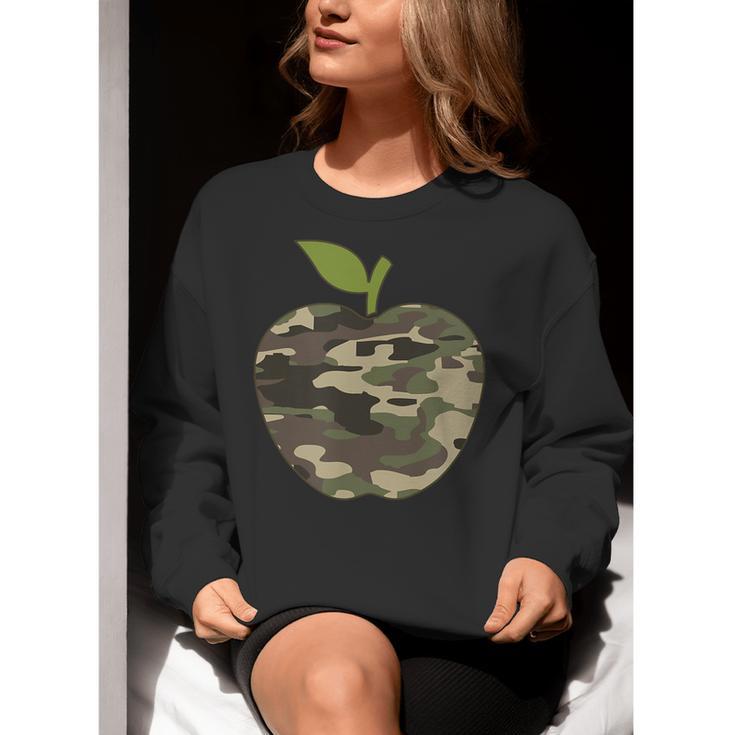 Camo Apple Camouflage Clothing School Student Camo Teacher Men Women Kids Women Crewneck Sweatshirt, funny gift