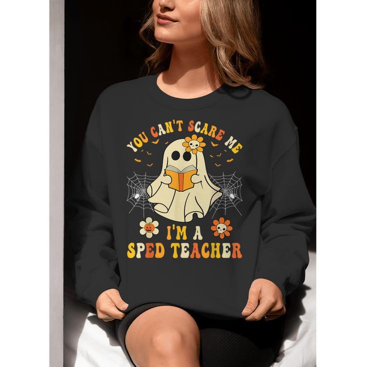 You Can't Scare Me I'm A SPED Teacher Halloween Ghost Women Crewneck Sweatshirt, funny gift