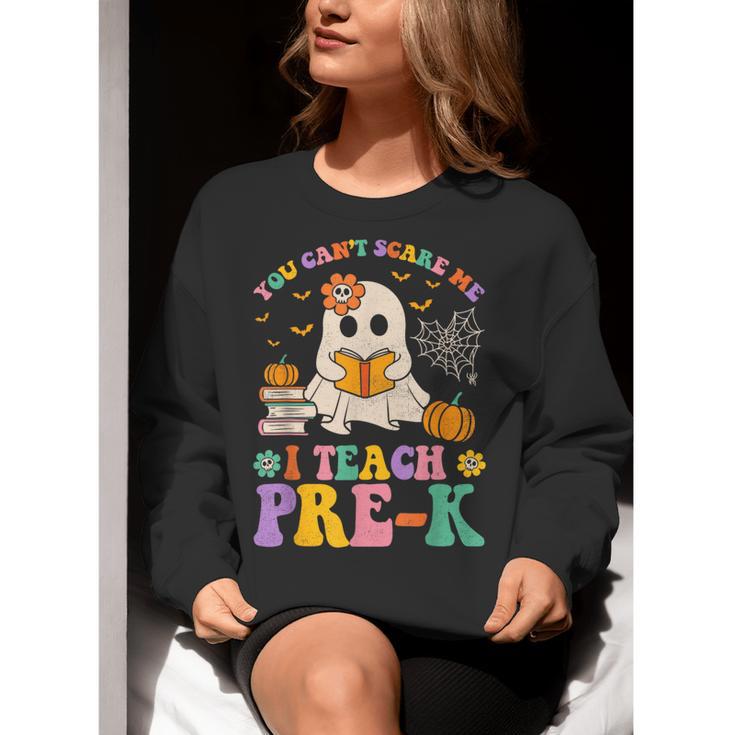 You Can't Scare Me I Teach Pre-k Teacher Halloween Ghost Men Women Kids Women Crewneck Sweatshirt, funny gift