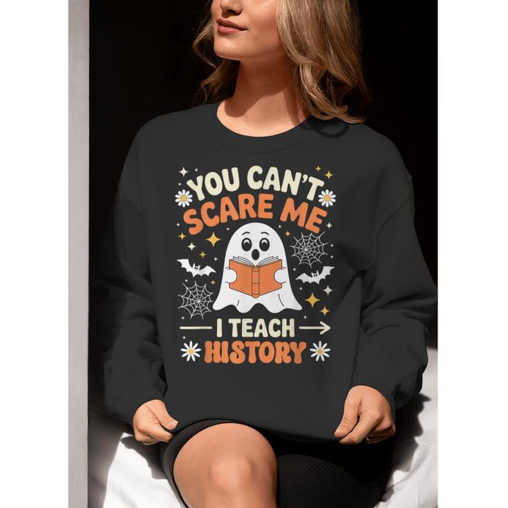 You Can't Scare Me I Teach History Retro Teacher Halloween Women Crewneck Sweatshirt, History Teacher Sweatshirts, funny gift