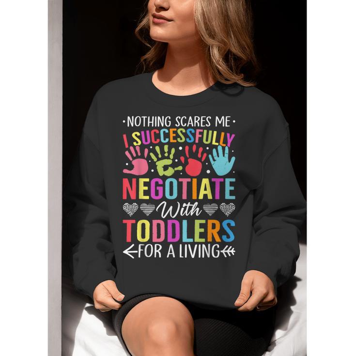 Childcare Teacher Negotiate With Toddlers Daycare Provider Men Women Girls Kids Women Crewneck Sweatshirt, funny gift