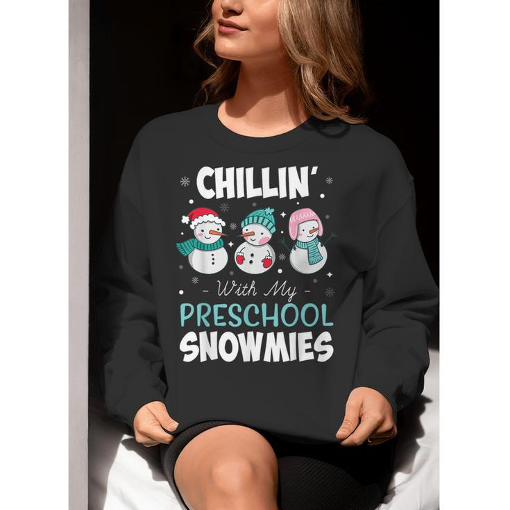 Chillin' With My Preschool Snowmies Teacher Christmas Men Women Kids Women Crewneck Sweatshirt, funny gift