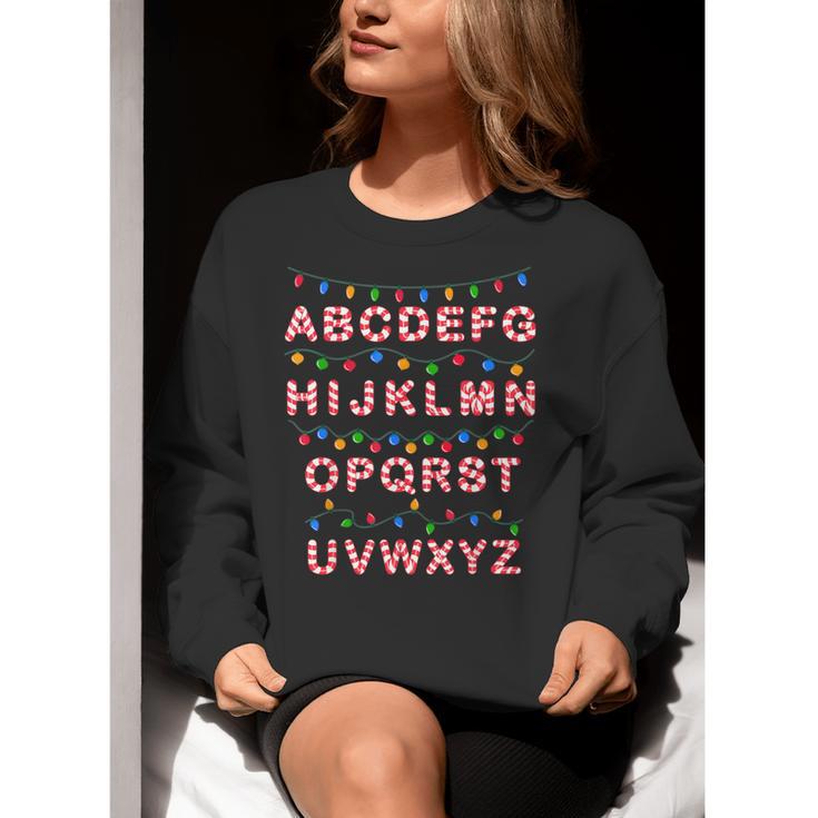 Christmas Alphabet Candy Cane Teachers Students Candy Cane For Men Women Kids Women Crewneck Sweatshirt, funny gift