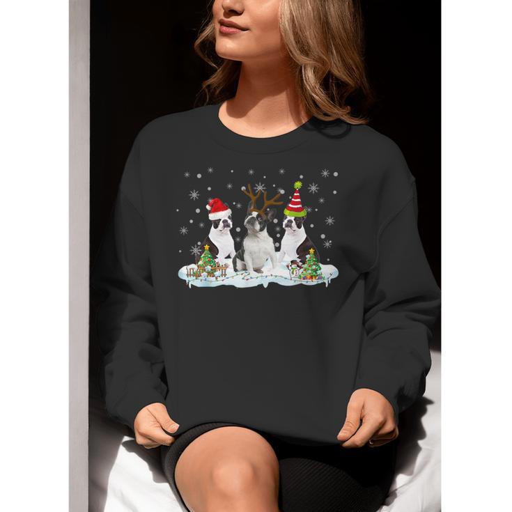 Christmas Boston Terrier Santa Dog Lover Women Crewneck Sweatshirt, Boston Terrier Christmas Sweatshirts, funny gift