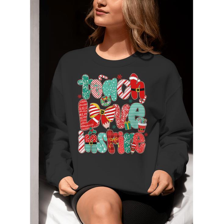 Christmas Coquette Bow Teacher Teach Love Inspire Women Crewneck Sweatshirt, funny gift Christmas Coquette Bow Teacher Teach Love Inspire Women Crewneck Sweatshirt, funny gift