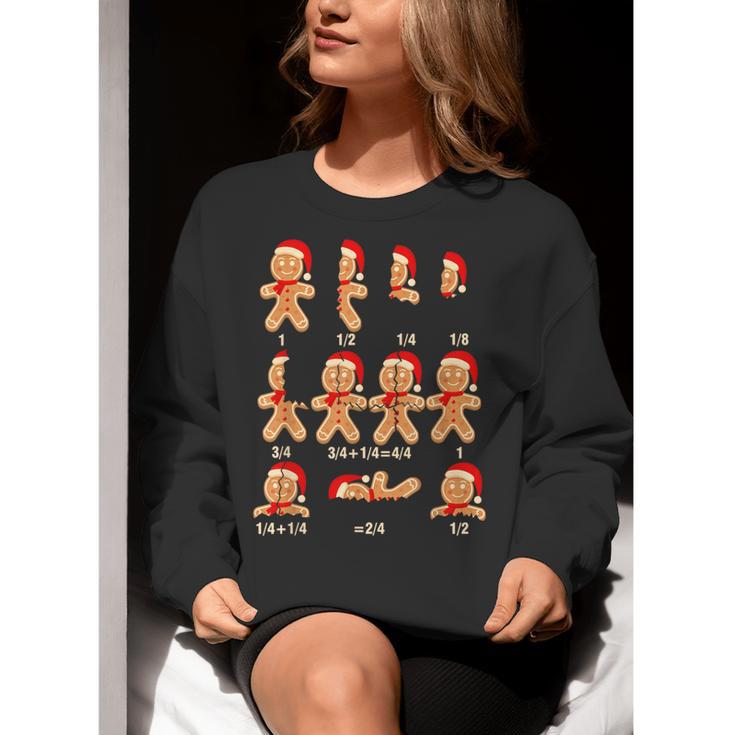 Christmas Math Teacher Equation Gingerbread With Santa Hat Men Women Women Crewneck Sweatshirt, funny gift