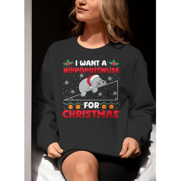 Christmas Math Teacher Hippopotenuse Math Lovers Xmas Women Crewneck Sweatshirt, funny gift Christmas Math Teacher Hippopotenuse Math Lovers Xmas Women Crewneck Sweatshirt, funny gift