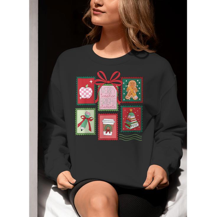 Christmas Teacher Stamps Women Crewneck Sweatshirt, funny gift