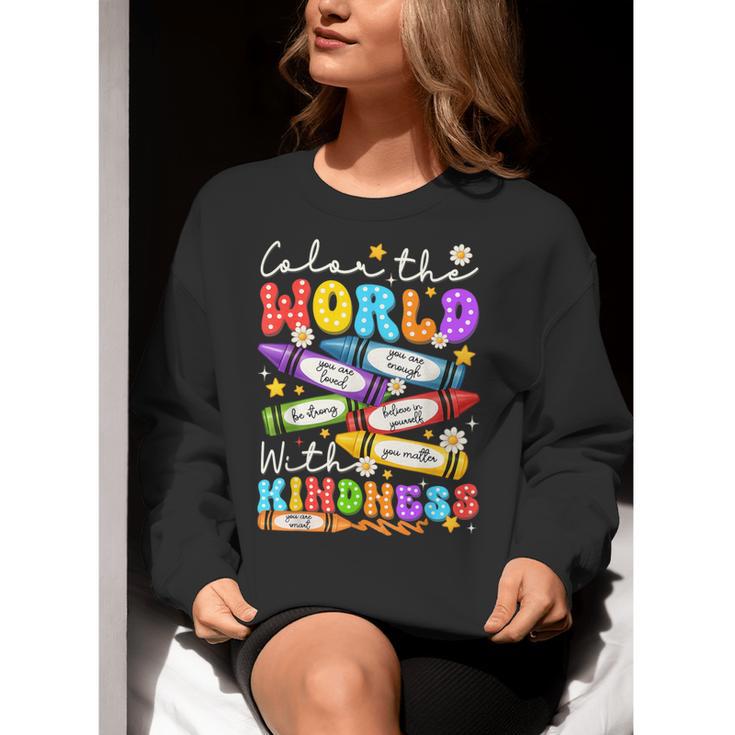 Color The World With Kindness Crayon Positivity Teacher Women Crewneck Sweatshirt, funny gift Color The World With Kindness Crayon Positivity Teacher Women Crewneck Sweatshirt, funny gift