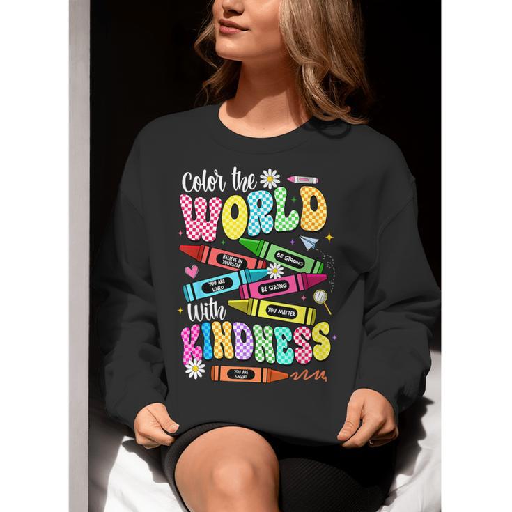Color The World With Kindness Teacher Back To School Women Crewneck Sweatshirt, funny gift Color The World With Kindness Teacher Back To School Women Crewneck Sweatshirt, funny gift