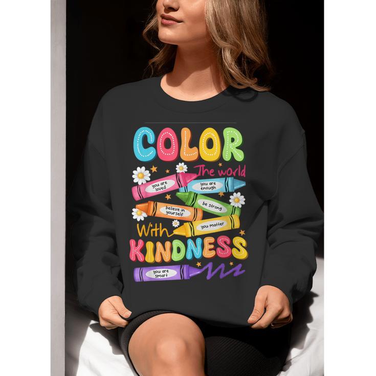 Color The World With Kindness Teachers Back To School Women Crewneck Sweatshirt, funny gift