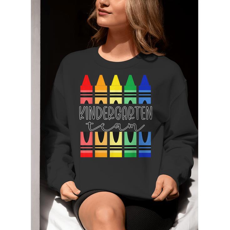 Colorful Crayon Kindergarten Team Tee For Teachers Students Men Women Kids Women Crewneck Sweatshirt, funny gift