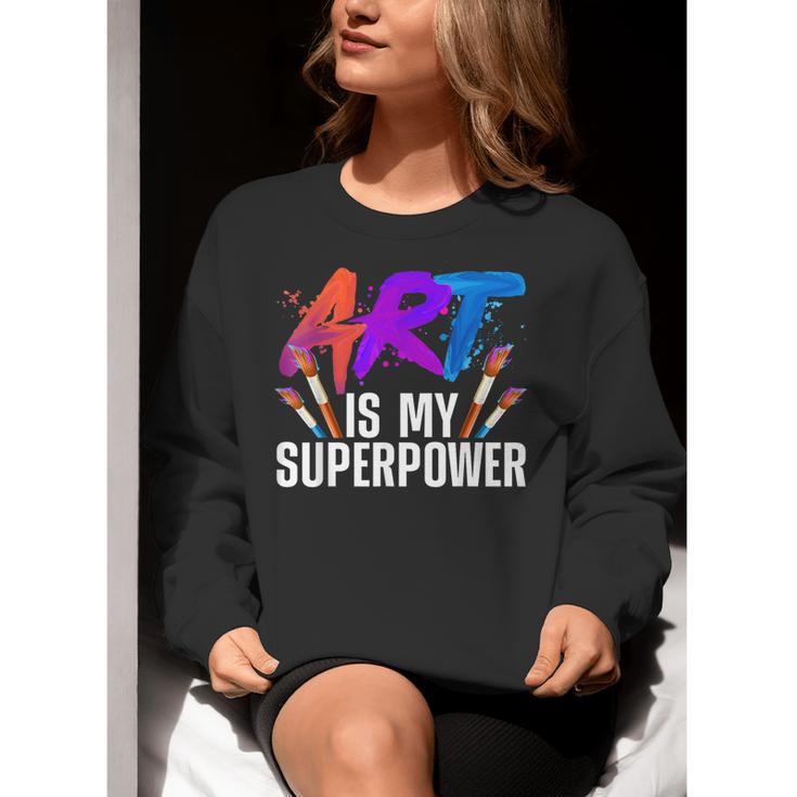 Cool Art For Men Women Art Teacher Artist Painter Superpower Women Crewneck Sweatshirt, funny gift