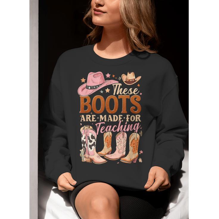 Cowboy Teacher These Boots Are Made-For Teaching School Women Crewneck Sweatshirt, funny gift Cowboy Teacher These Boots Are Made-For Teaching School Women Crewneck Sweatshirt, funny gift