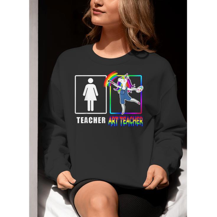 Cute Art Teacher Magical Dabbing Unicorn Artist Women Crewneck Sweatshirt, funny gift