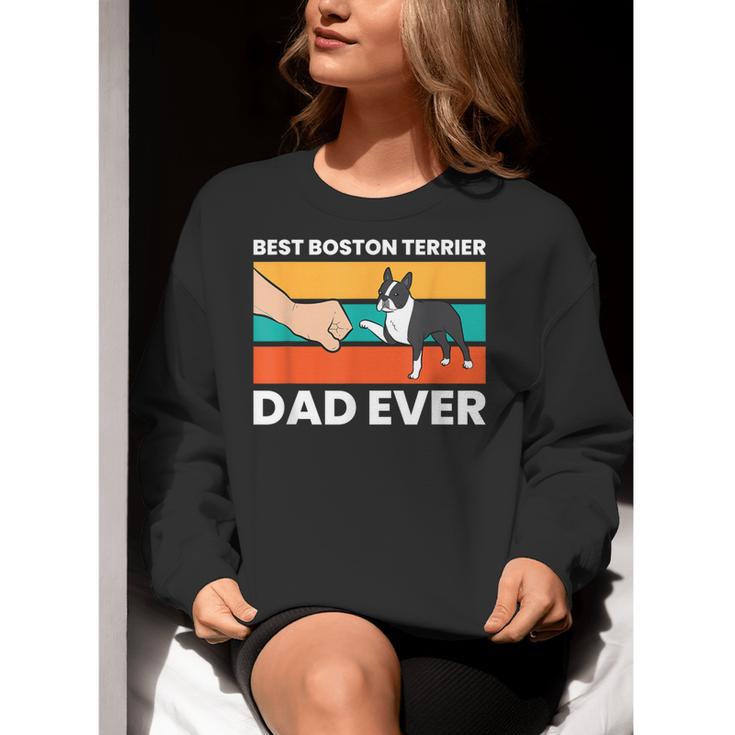 Cute Boston Terrier Best Boston Terrier Dad Ever Women Crewneck Sweatshirt, Boston Terrier Dad Sweatshirts, funny gift