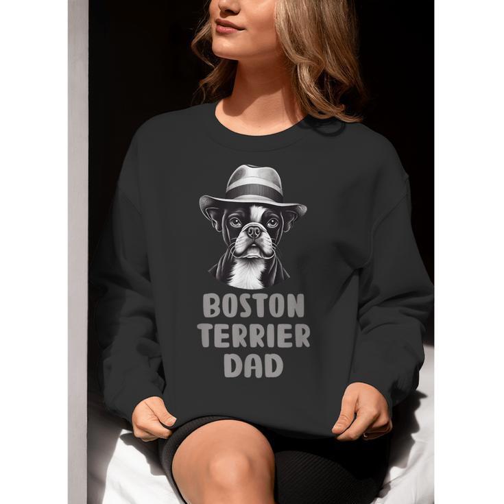 Cute Boston Terrier Dad Dog Lovers Puppy Bostie Owner Women Crewneck Sweatshirt, Boston Terrier Dad Sweatshirts, funny gift