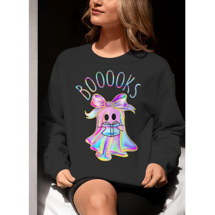 Cute Ghost Book Reading Halloween Teacher Top Girls Women Women Crewneck Sweatshirt, funny gift
