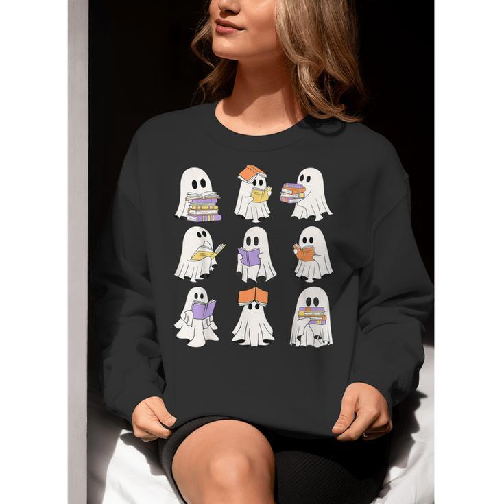 Cute Ghost Reading Books Teacher Halloween Reading Men Women Kids Women Crewneck Sweatshirt, funny gift Cute Ghost Reading Books Teacher Halloween Reading Men Women Kids Women Crewneck Sweatshirt, funny gift