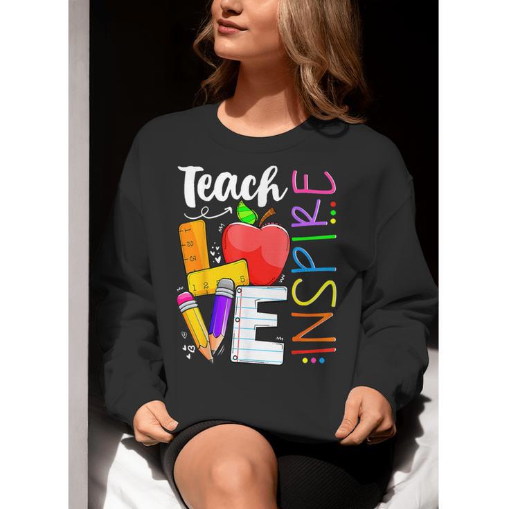 Cute Teach Love And Inspire Men Women Teacher Women Crewneck Sweatshirt, funny gift Cute Teach Love And Inspire Men Women Teacher Women Crewneck Sweatshirt, funny gift