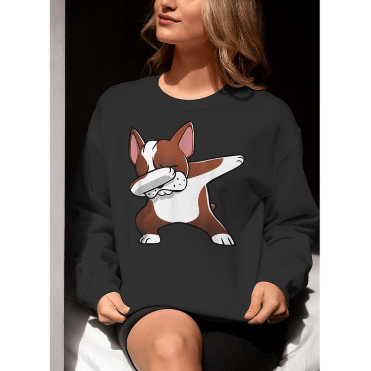 Dabbing Red Boston Terrier Dab Dance Dog Men Women Kids Women Crewneck Sweatshirt, funny gift