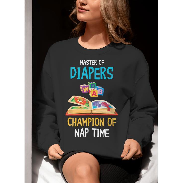 Daycare Provider Master Of Diapers Childcare Teacher Women Crewneck Sweatshirt, funny gift