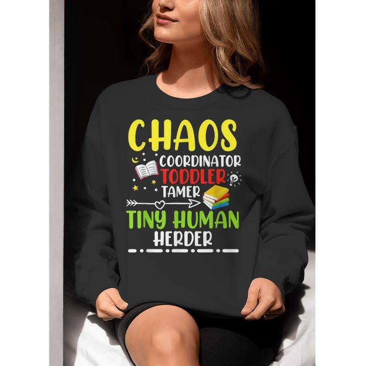 Daycare Teacher School Chaos Coordinator Toddler Tamer For Men Women Kids Women Crewneck Sweatshirt, funny gift