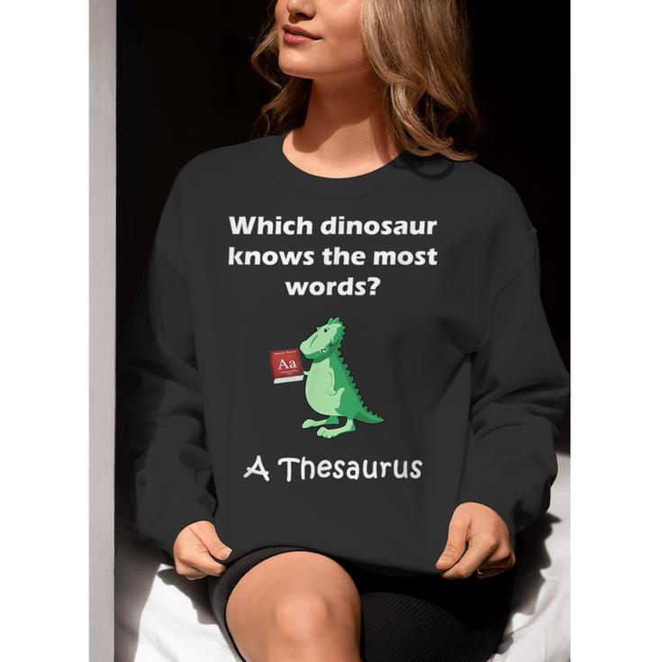 Dinosaur Thesaurus Grammar Joke Teacher Women Crewneck Sweatshirt, funny gift Dinosaur Thesaurus Grammar Joke Teacher Women Crewneck Sweatshirt, funny gift