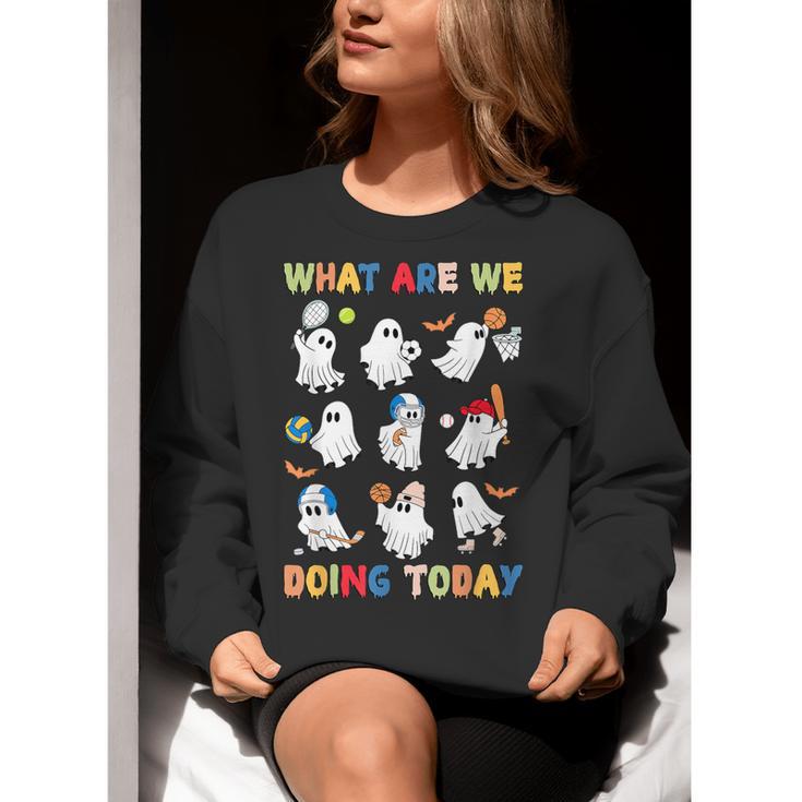 What Are We Doing Today Ghost PE Teacher Team Halloween Women Crewneck Sweatshirt, Pe Teacher Sweatshirts, funny gift What Are We Doing Today Ghost PE Teacher Team Halloween Women Crewneck Sweatshirt, Pe Teacher Sweatshirts, funny gift