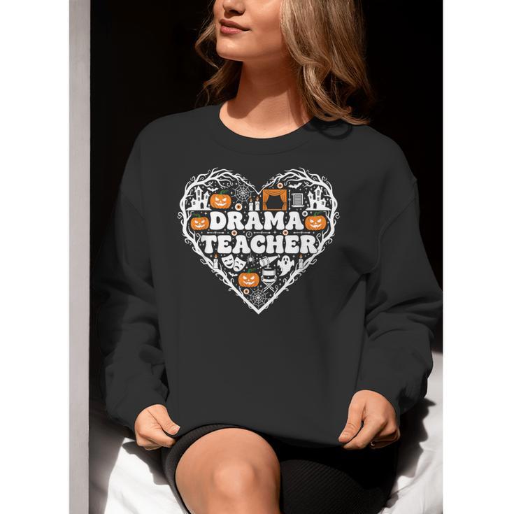 Drama Teacher Heart Pumpkin Ghost Halloween Kids Women Crewneck Sweatshirt, funny gift