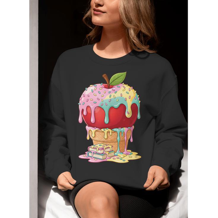 Dripping Apple Ice Cream Cone Cute Teacher Appreciation Women Crewneck Sweatshirt, funny gift Dripping Apple Ice Cream Cone Cute Teacher Appreciation Women Crewneck Sweatshirt, funny gift
