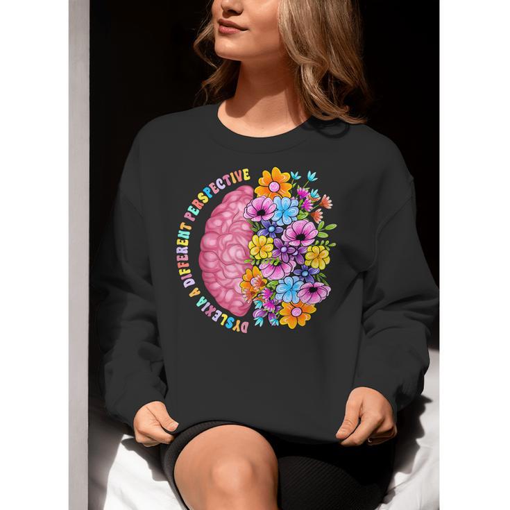 Dyslexia Different Perspective Reading Brain Floral Teacher Women Crewneck Sweatshirt, funny gift Dyslexia Different Perspective Reading Brain Floral Teacher Women Crewneck Sweatshirt, funny gift