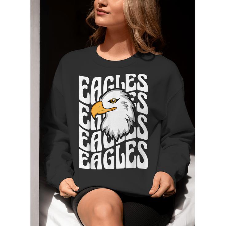 Eagles School Sports Fan Team Spirit Teacher Parent Student Women Crewneck Sweatshirt, funny gift