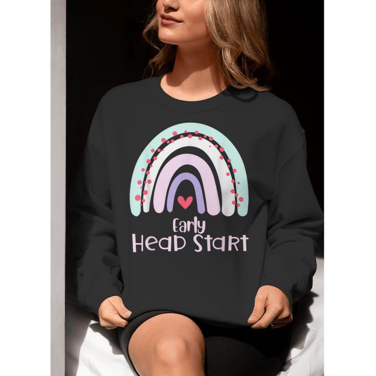 Early Headstart Cute Retro Rainbow Teachers Women Crewneck Sweatshirt, funny gift