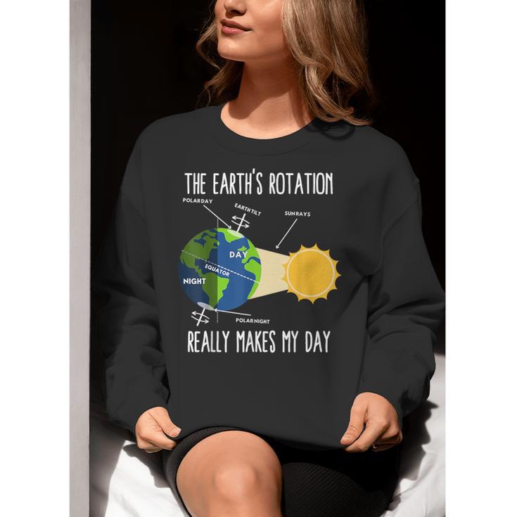 Earth Rotation Earth Day Science Teacher Kids Women Women Crewneck Sweatshirt, Science Teacher Sweatshirts, funny gift