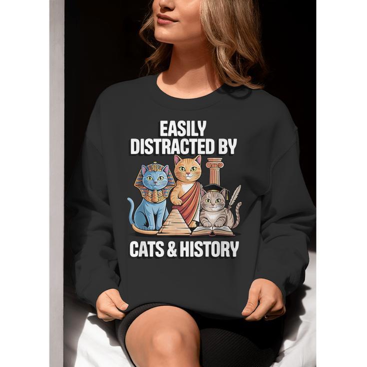 Easily Distracted By Cats & History Teacher Women Men Women Crewneck Sweatshirt, History Teacher Sweatshirts, funny gift Easily Distracted By Cats & History Teacher Women Men Women Crewneck Sweatshirt, History Teacher Sweatshirts, funny gift