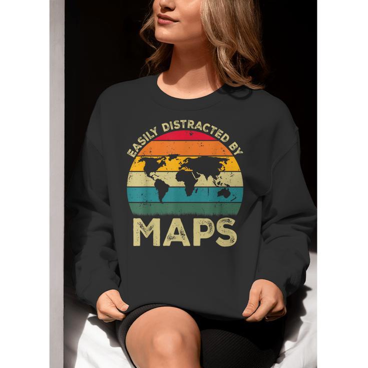 Easily Distracted By Maps Geography Teacher Women Crewneck Sweatshirt, funny gift Easily Distracted By Maps Geography Teacher Women Crewneck Sweatshirt, funny gift