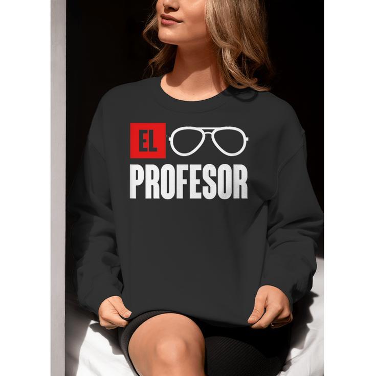 El Professor Money Costume Profesor Glasses Men Teacher Gift Women Crewneck Sweatshirt, funny gift