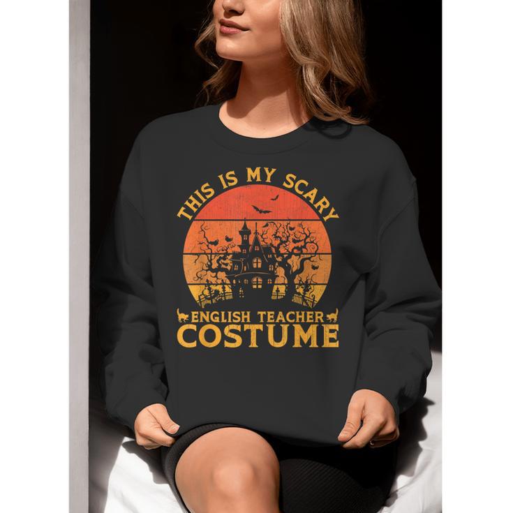 English Teacher Matching This Is My Scary Halloween Costume Women Crewneck Sweatshirt, English Teacher Sweatshirts, funny gift