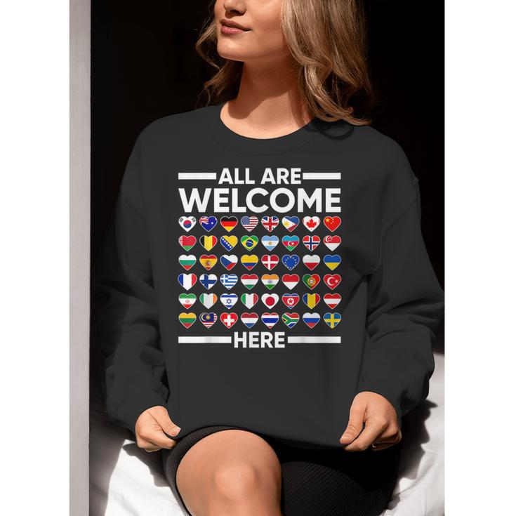 ESL Teacher All Are Welcome Here For Worlds Virtual Teachers Women Crewneck Sweatshirt, Esl Teacher Sweatshirts, funny gift